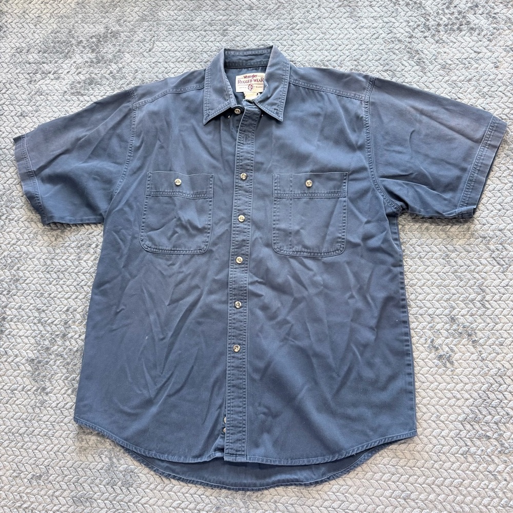 Vintage 1990s Wrangler Rugged Wear Short Sleeve Twill Work Shirt size XL